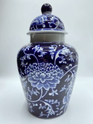 Blue and White Porcelain Ginger Jar with Lid