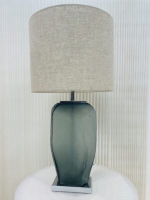 Large Smoke Grey Cut Glass Lamp