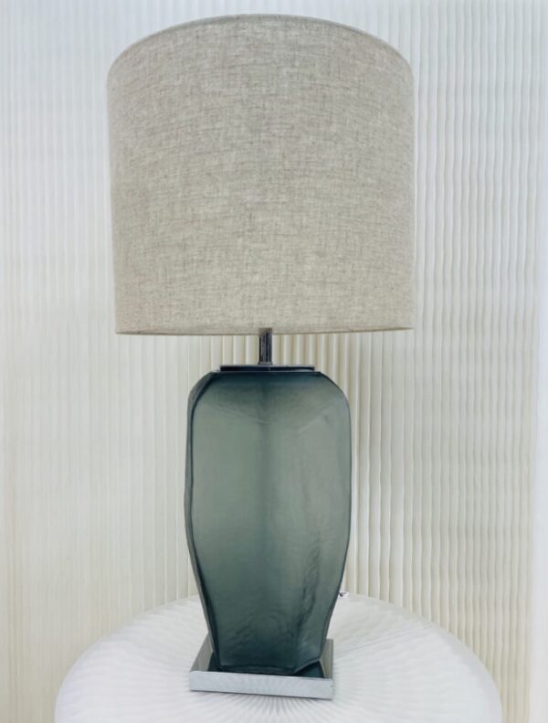 Large Smoke Grey Cut Glass Lamp