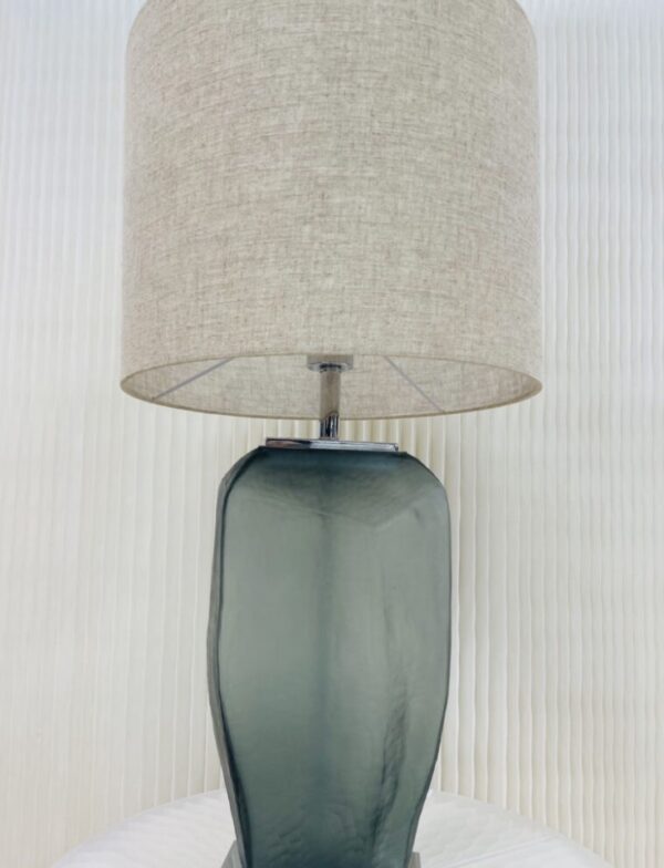 Large Smoke Grey Cut Glass Lamp - Image 2