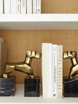 Pair of antiqued brass Scottie dog bookends