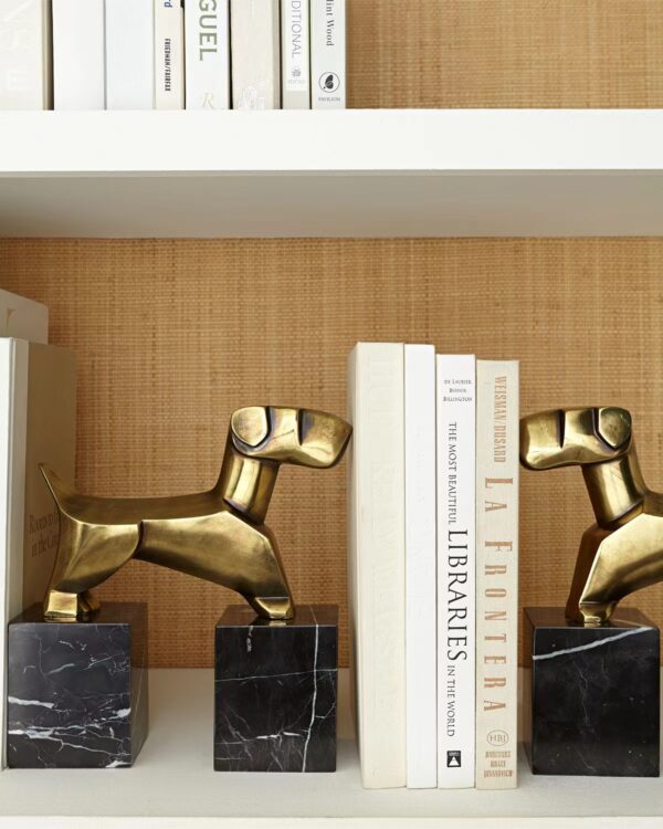 Pair of antiqued brass Scottie dog bookends