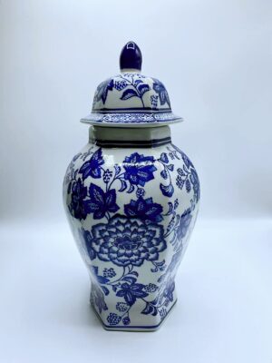 14''Blue Floral Lidded Ginger Jar